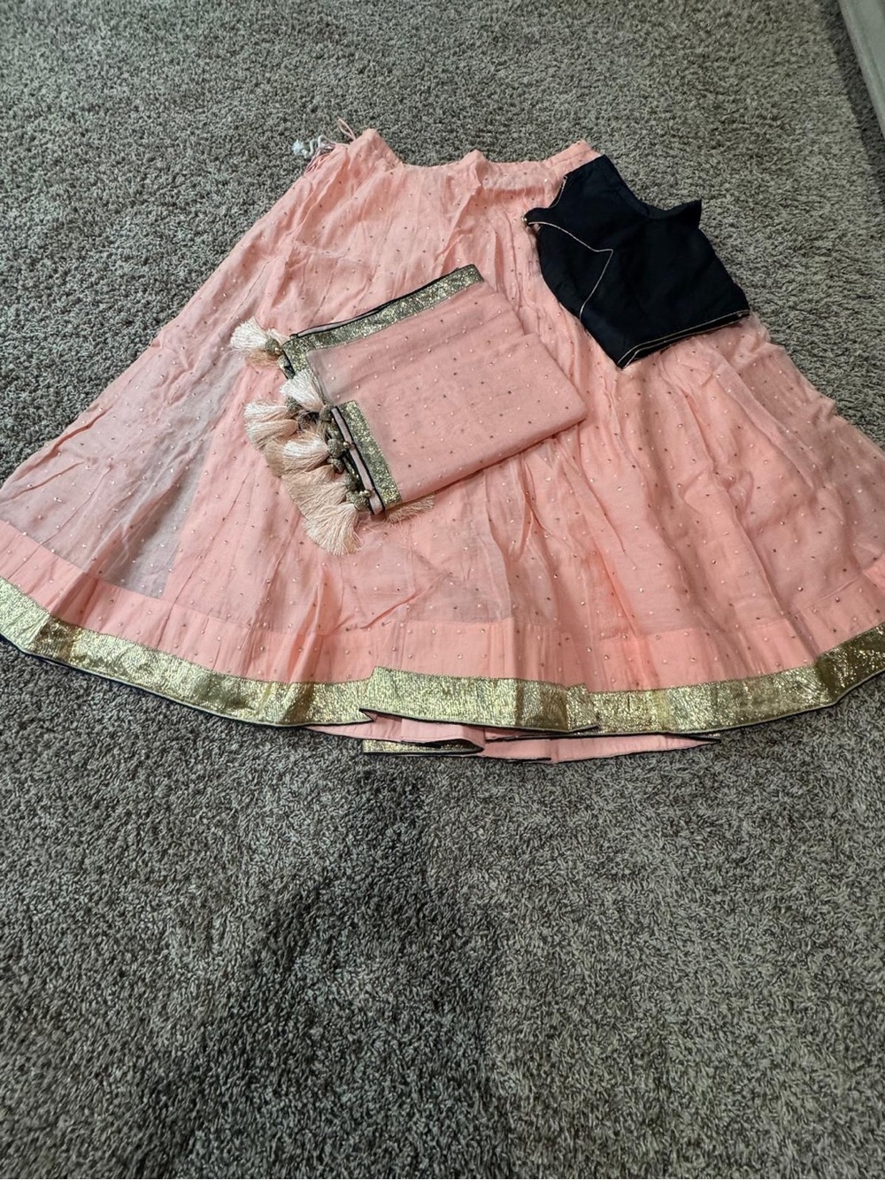 Pink Lehenga chaniya Choli with Gold Trim - Brand